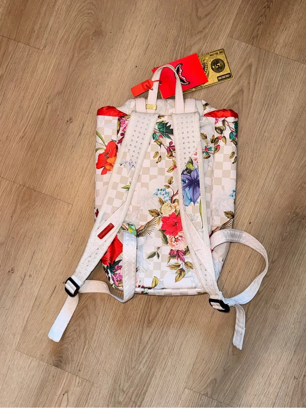 Sprayground White Floral Bird Mini Backpack RARE BILLIONAIRE TAG NWT